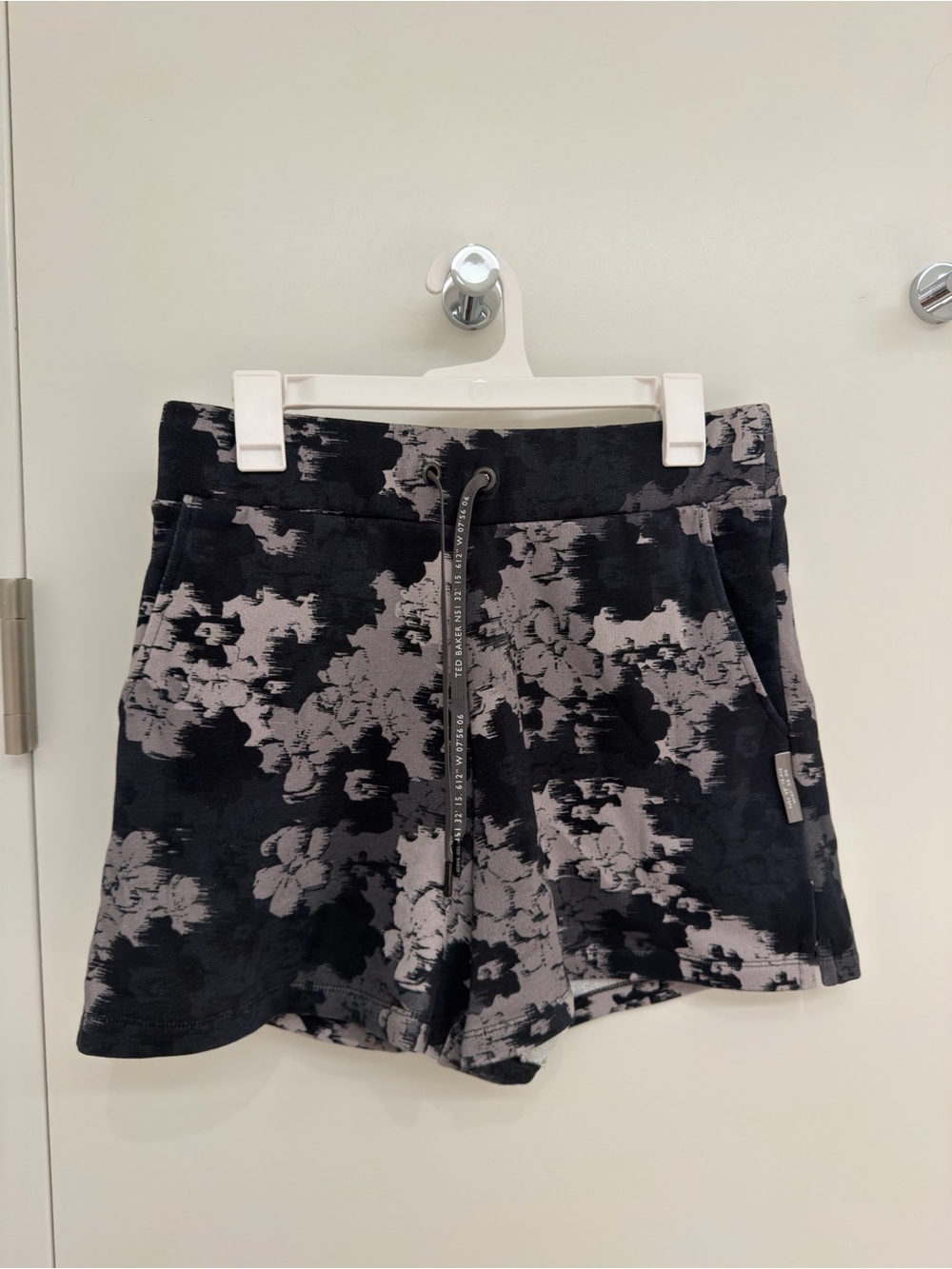 Ted Baker Black and Gray Floral Tie-Dye Athletic Shorts